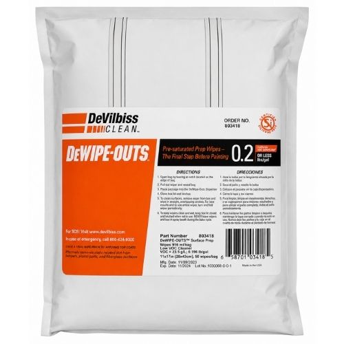 DeVilbiss DéWipes VOC Pre-Paint Wipes — 11" x 17"