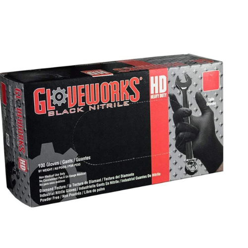 Gloveworks Black Nitrile Gloves Heavy Duty