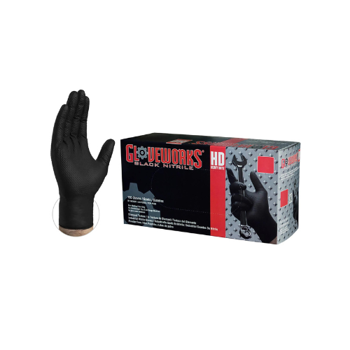 Gloveworks Black Nitrile Gloves Heavy Duty