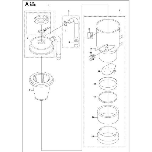 Husqvarna Replacement Tank Cap Assembly for S26 and S36 Dust Collector #590477702
