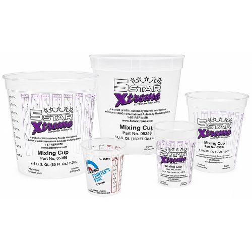 Solvent-Resistant Plastic Mixing Cups – Multi-Size | PowerCOAT